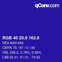 カラーコード: RGB 40 20.6 162.6 | qconv.com