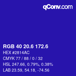 カラーコード: RGB 40 20.6 172.6 | qconv.com