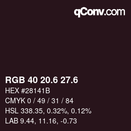カラーコード: RGB 40 20.6 27.6 | qconv.com