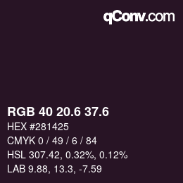 カラーコード: RGB 40 20.6 37.6 | qconv.com