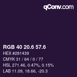カラーコード: RGB 40 20.6 57.6 | qconv.com