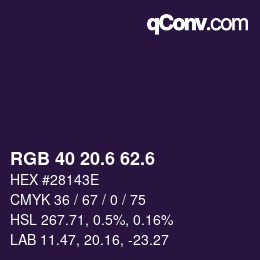 カラーコード: RGB 40 20.6 62.6 | qconv.com