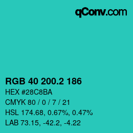 カラーコード: RGB 40 200.2 186 | qconv.com