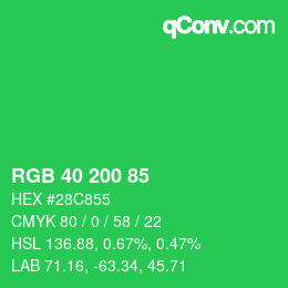 Farbcode: RGB 40 200 85 | qconv.com