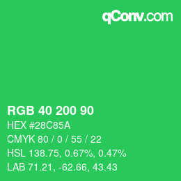 Farbcode: RGB 40 200 90 | qconv.com