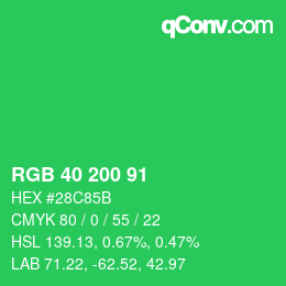 Farbcode: RGB 40 200 91 | qconv.com