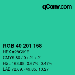 Color code: RGB 40 201 158 | qconv.com
