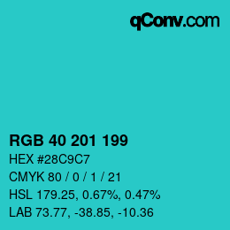 Color code: RGB 40 201 199 | qconv.com