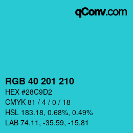 Color code: RGB 40 201 210 | qconv.com