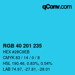 Color code: RGB 40 201 235 | qconv.com