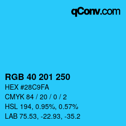 Color code: RGB 40 201 250 | qconv.com