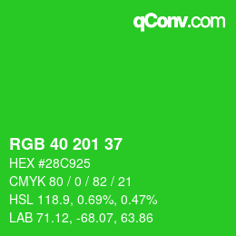 Color code: RGB 40 201 37 | qconv.com