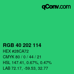 Color code: RGB 40 202 114 | qconv.com
