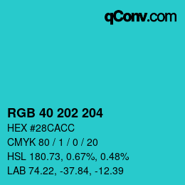 Color code: RGB 40 202 204 | qconv.com