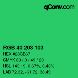 Color code: RGB 40 203 103 | qconv.com