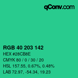 Color code: RGB 40 203 142 | qconv.com