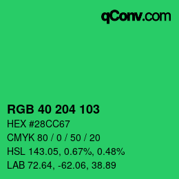 Color code: RGB 40 204 103 | qconv.com