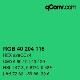 Color code: RGB 40 204 116 | qconv.com