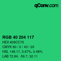 Color code: RGB 40 204 117 | qconv.com