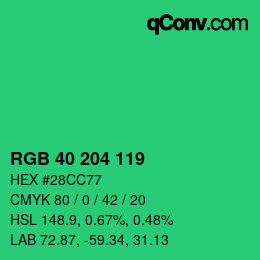 Color code: RGB 40 204 119 | qconv.com