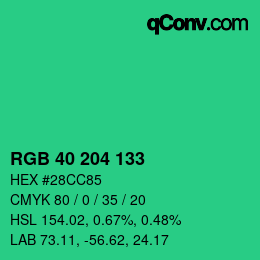 Color code: RGB 40 204 133 | qconv.com