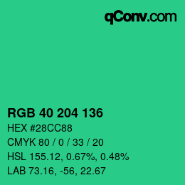 Color code: RGB 40 204 136 | qconv.com