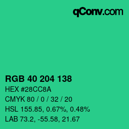 Color code: RGB 40 204 138 | qconv.com