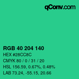 Color code: RGB 40 204 140 | qconv.com