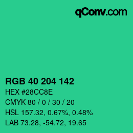 Color code: RGB 40 204 142 | qconv.com