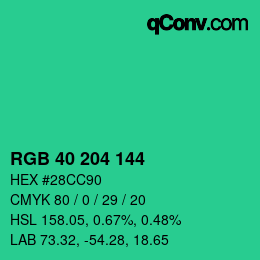 Color code: RGB 40 204 144 | qconv.com