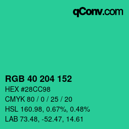 Color code: RGB 40 204 152 | qconv.com