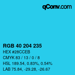 Color code: RGB 40 204 235 | qconv.com