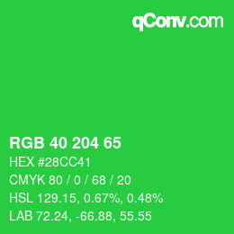 Color code: RGB 40 204 65 | qconv.com