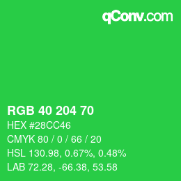 Color code: RGB 40 204 70 | qconv.com