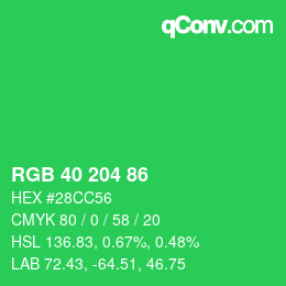 Color code: RGB 40 204 86 | qconv.com