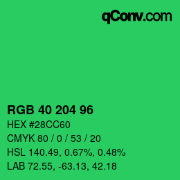 Color code: RGB 40 204 96 | qconv.com