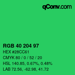 Color code: RGB 40 204 97 | qconv.com
