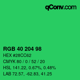 Color code: RGB 40 204 98 | qconv.com