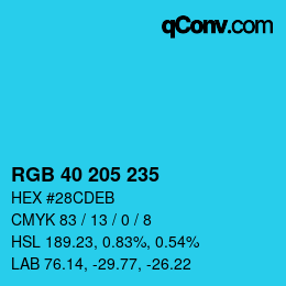 Color code: RGB 40 205 235 | qconv.com