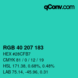 Farbcode: RGB 40 207 183 | qconv.com