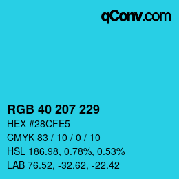 Color code: RGB 40 207 229 | qconv.com
