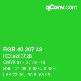 Color code: RGB 40 207 43 | qconv.com