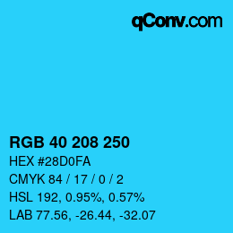 Color code: RGB 40 208 250 | qconv.com
