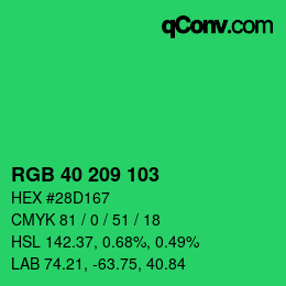 Color code: RGB 40 209 103 | qconv.com
