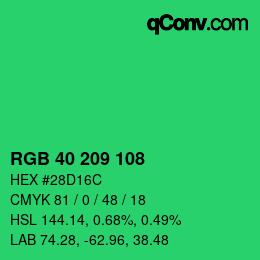 カラーコード: RGB 40 209 108 | qconv.com