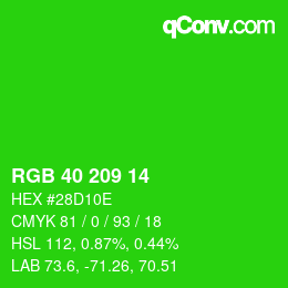 Color code: RGB 40 209 14 | qconv.com