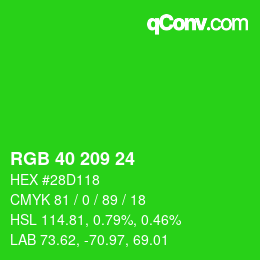 Color code: RGB 40 209 24 | qconv.com