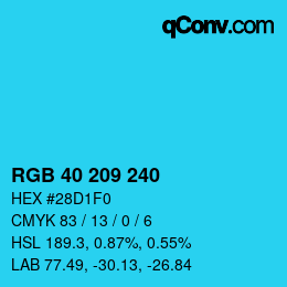 Color code: RGB 40 209 240 | qconv.com
