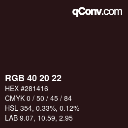 Color code: RGB 40 20 22 | qconv.com