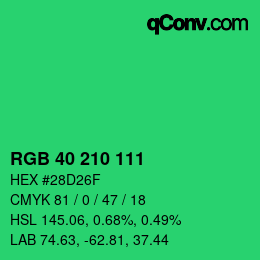 Color code: RGB 40 210 111 | qconv.com